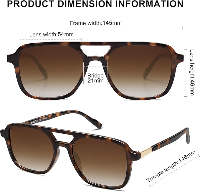 SOJOS Aviator Sunglasses - gambar 4